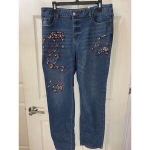 NWT Cato Women's Jeans Mid Rise Skinny With Rhinestones